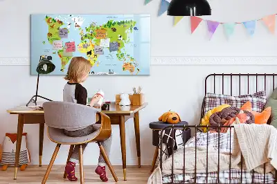 Quadro magnético para escrever mapa-múndi com animais