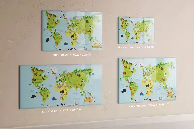 Quadro magnético para escrever mapa-múndi com animais