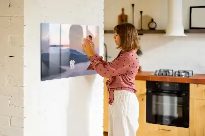 Quadro magnético para escrever estampa de uma bela paisagem