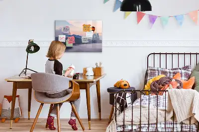 Quadro magnético para escrever estampa de uma bela paisagem