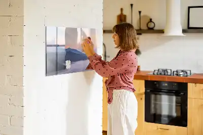 Quadro magnético para escrever estampa de uma bela paisagem