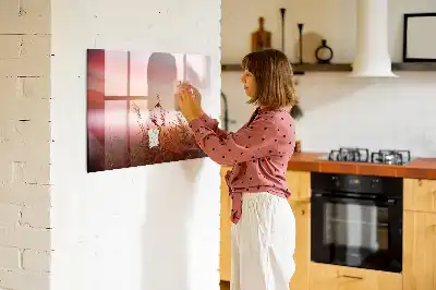 Quadro magnético para escrever estampa manhã de neblina