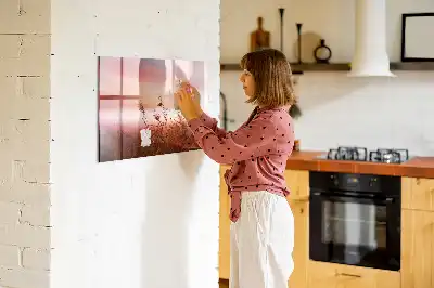 Quadro magnético para escrever estampa manhã de neblina