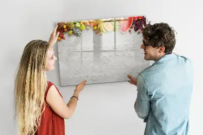 Quadro magnético para desenhar estampa frutas na mesa