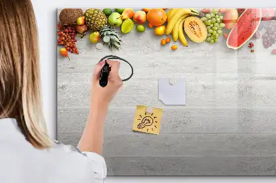 Quadro magnético para desenhar estampa frutas na mesa