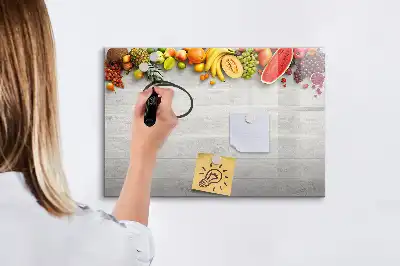 Quadro magnético para desenhar estampa frutas na mesa