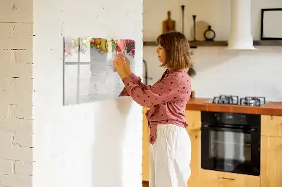 Quadro magnético para desenhar estampa frutas na mesa