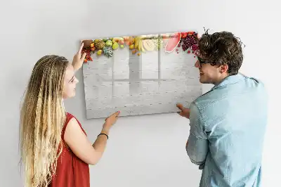 Quadro magnético para desenhar estampa frutas na mesa