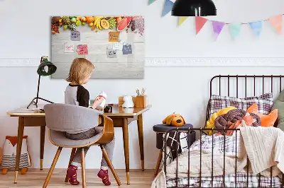 Quadro magnético para desenhar estampa frutas na mesa