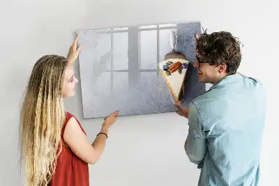Quadro magnético para desenho em formato de pedaço de bolo