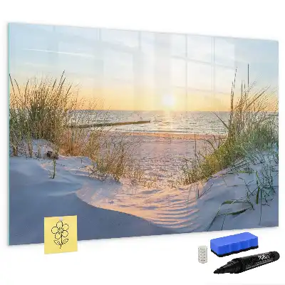 Quadro magnético para escrever pôr do sol na praia
