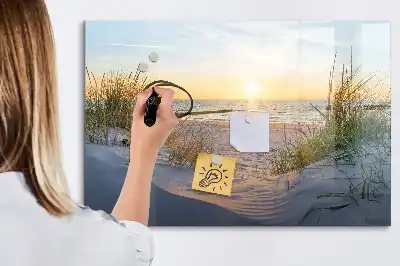Quadro magnético para escrever pôr do sol na praia