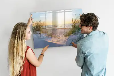 Quadro magnético para escrever pôr do sol na praia