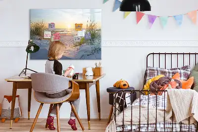 Quadro magnético para escrever pôr do sol na praia