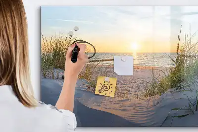 Quadro magnético para escrever pôr do sol na praia