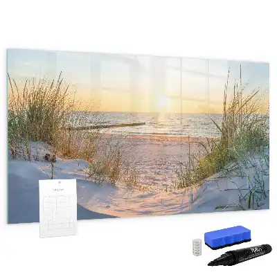 Quadro magnético para escrever pôr do sol na praia