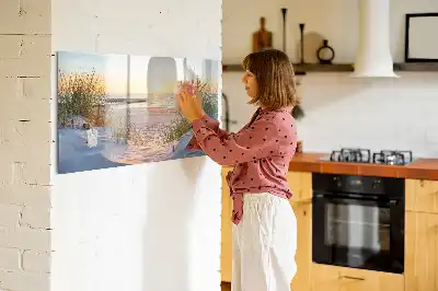 Quadro magnético para escrever pôr do sol na praia