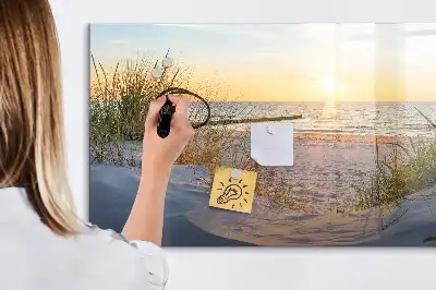 Quadro magnético para escrever pôr do sol na praia
