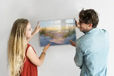 Quadro magnético para escrever pôr do sol na praia