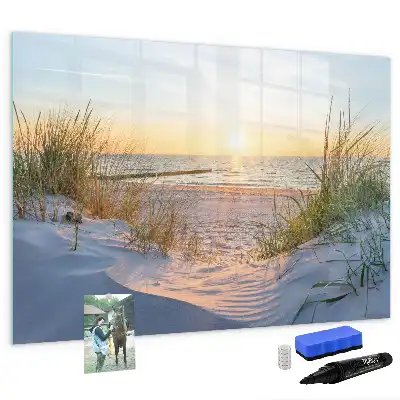 Quadro magnético para escrever pôr do sol na praia