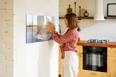 Quadro magnético para escrever pôr do sol na praia