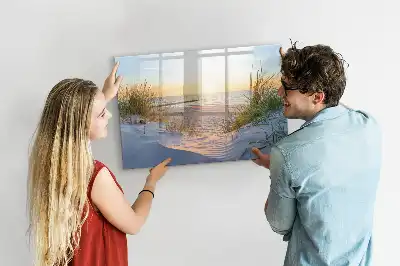 Quadro magnético para escrever pôr do sol na praia