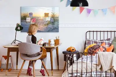 Quadro magnético para escrever pôr do sol na praia
