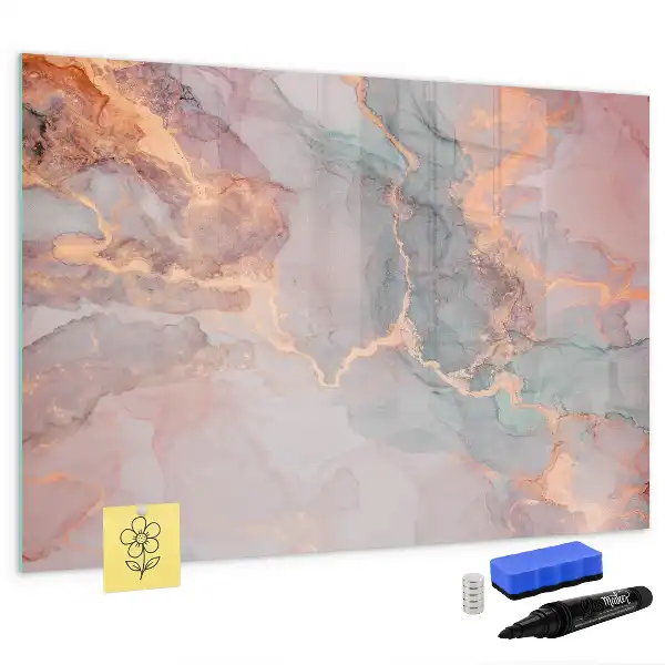 Quadro magnético para escrita com acabamento em mármore decorativo