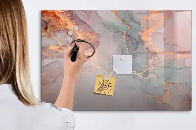 Quadro magnético para escrita com acabamento em mármore decorativo
