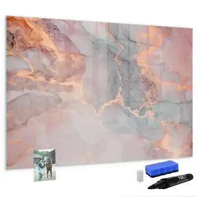 Quadro magnético para escrita com acabamento em mármore decorativo