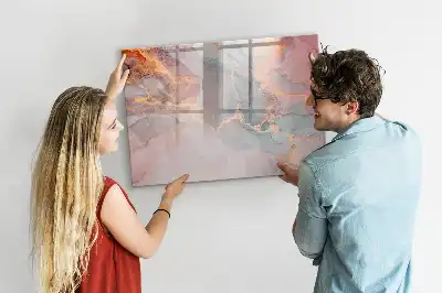 Quadro magnético para escrita com acabamento em mármore decorativo