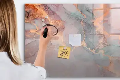 Quadro magnético para escrita com acabamento em mármore decorativo