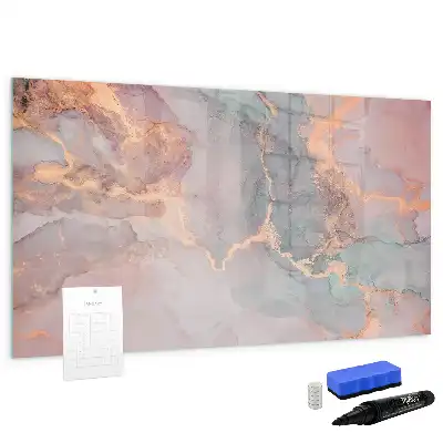 Quadro magnético para escrita com acabamento em mármore decorativo