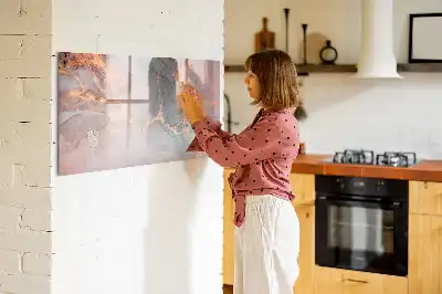 Quadro magnético para escrita com acabamento em mármore decorativo