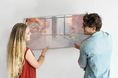Quadro magnético para escrita com acabamento em mármore decorativo