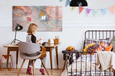 Quadro magnético para escrita com acabamento em mármore decorativo