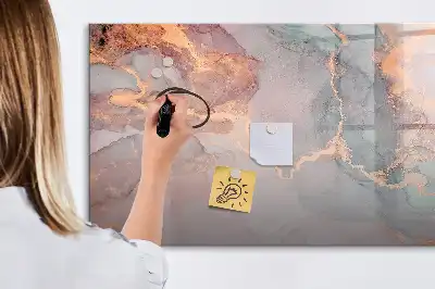 Quadro magnético para escrita com acabamento em mármore decorativo