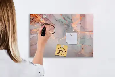 Quadro magnético para escrita com acabamento em mármore decorativo