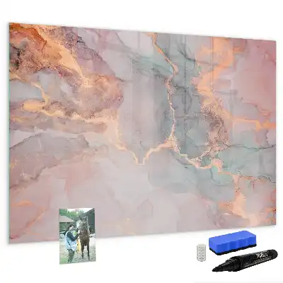 Quadro magnético para escrita com acabamento em mármore decorativo