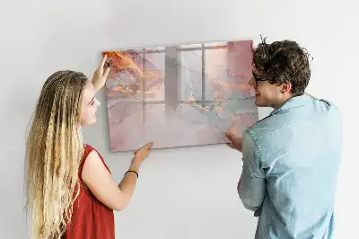 Quadro magnético para escrita com acabamento em mármore decorativo