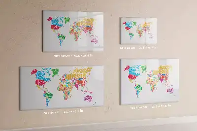 Quadro magnético para escrita com nomes de países coloridos