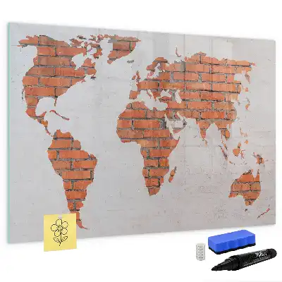 Mapa-múndi de montar em tijolos quadro magnético para escrita