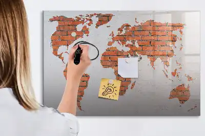 Mapa-múndi de montar em tijolos quadro magnético para escrita