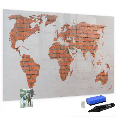 Mapa-múndi de montar em tijolos quadro magnético para escrita