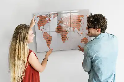 Mapa-múndi de montar em tijolos quadro magnético para escrita