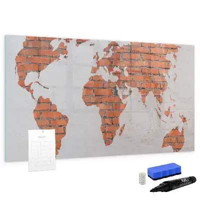 Mapa-múndi de montar em tijolos quadro magnético para escrita