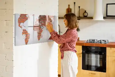Mapa-múndi de montar em tijolos quadro magnético para escrita
