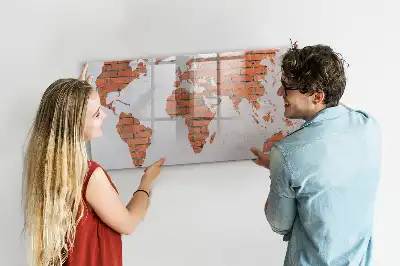 Mapa-múndi de montar em tijolos quadro magnético para escrita