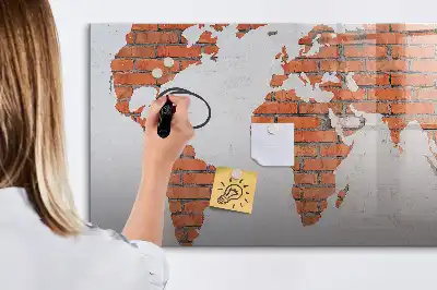 Mapa-múndi de montar em tijolos quadro magnético para escrita