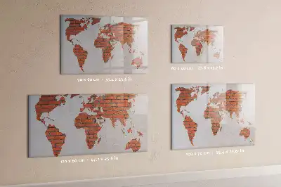 Mapa-múndi de montar em tijolos quadro magnético para escrita